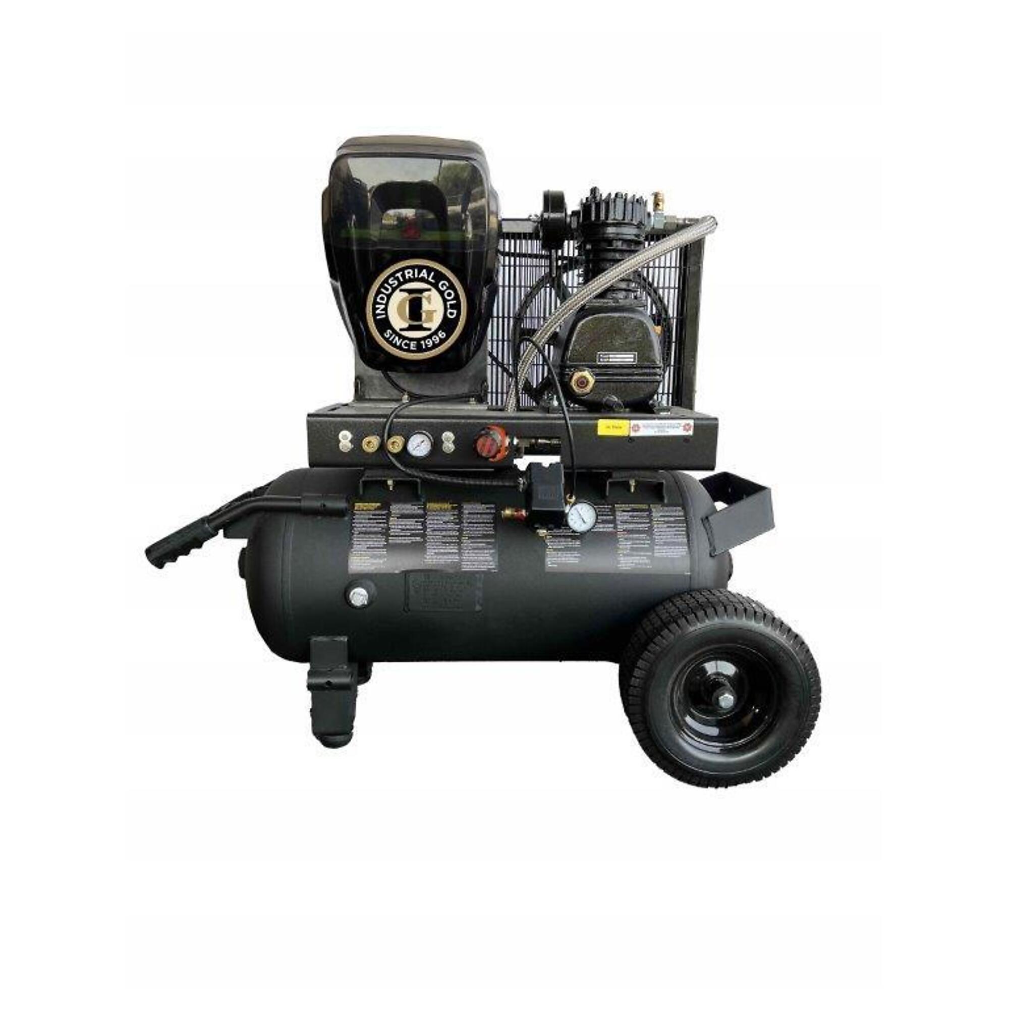 Industrial Gold, 3.0 HP, Electric Battery Powered 20 gallon, Horsepower 2.5 HP, Air Tank Size 20 Gal, Model# P25EBP21